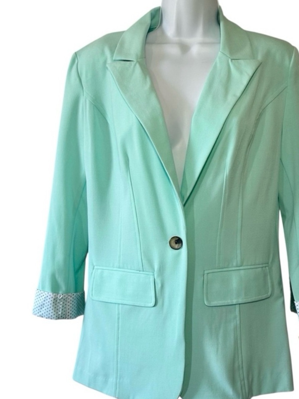 BCX Mint Green Blazer Jacket - Single-Button Tailored Fit